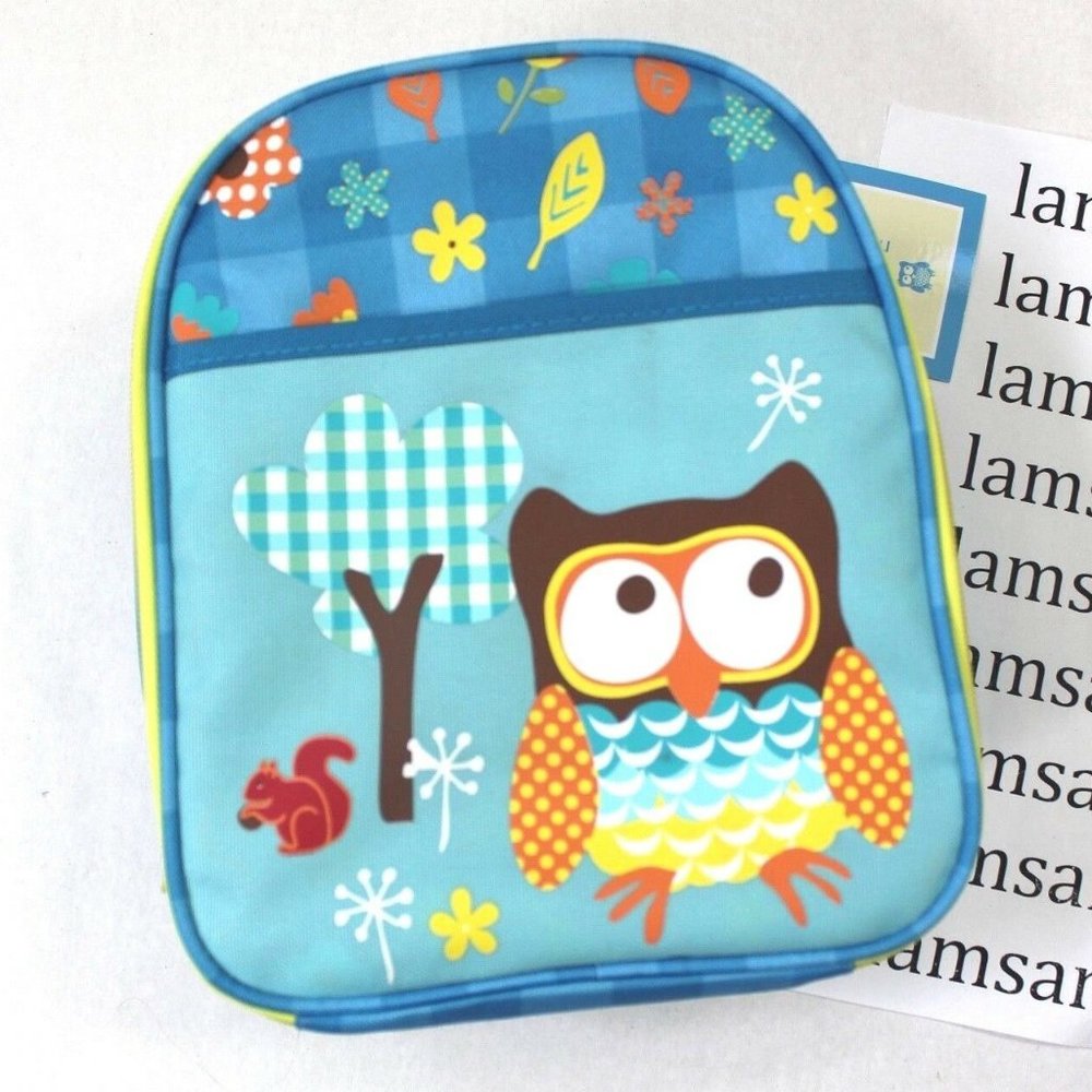 Punctuate Owl Blue Insulated Lunch Tote Bag